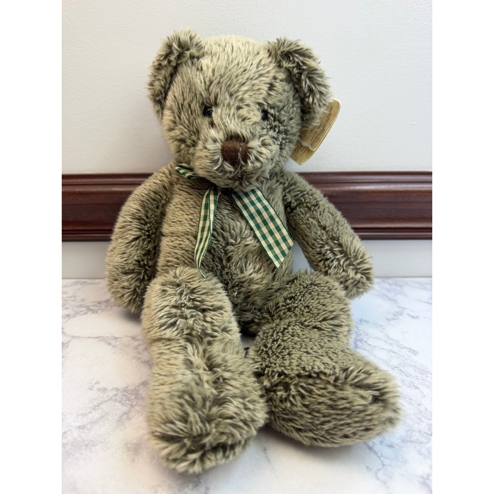Russ Berrie Ashley Teddy Bear Green Gingham Bow Bears From The Past 1830 Vintage